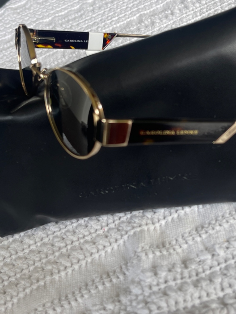 Carolina Lemke Kwasi Gold Sunglasses + Premium Faux Leather Case 3133-02 - Picture 3 of 8